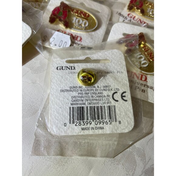 1998 Lot of 4 Gund 100th Anniversary Lapel Hat Pins -New Old Stock - Picture 7 of 7